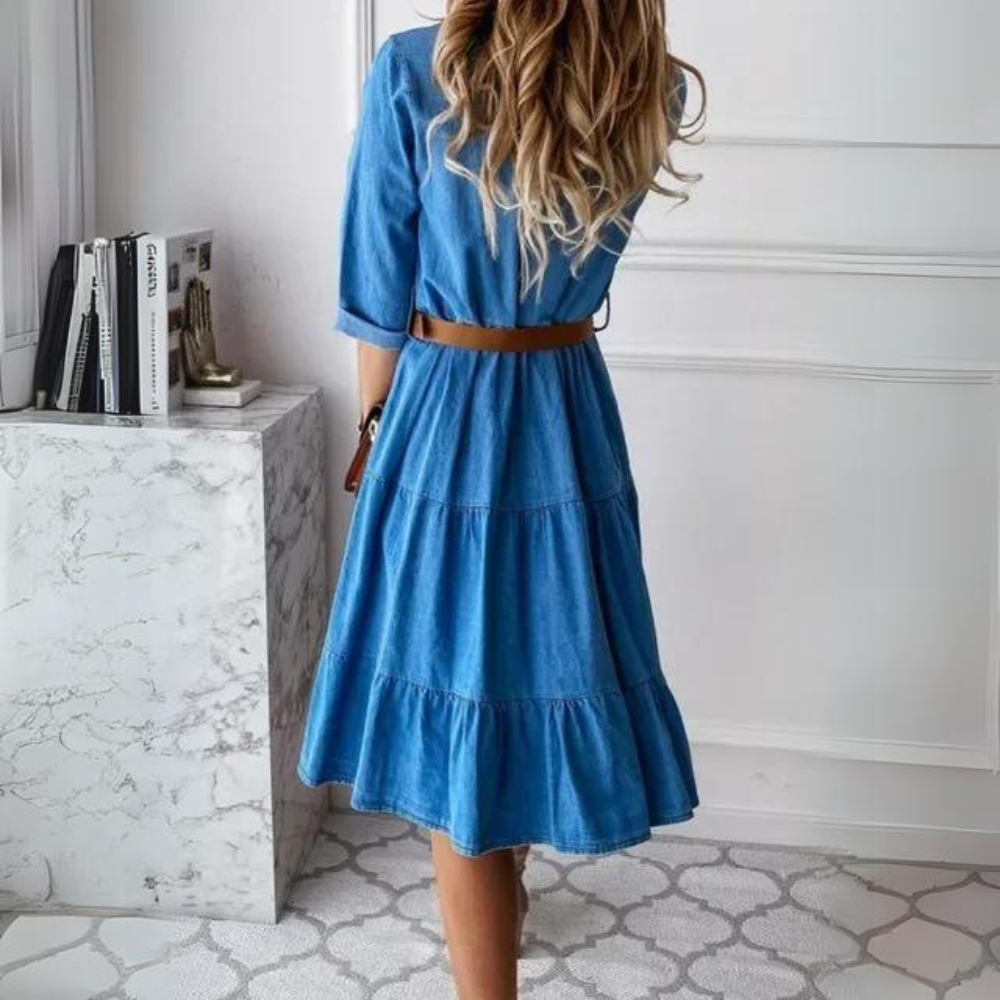 LM | Stylish denim dress with belt