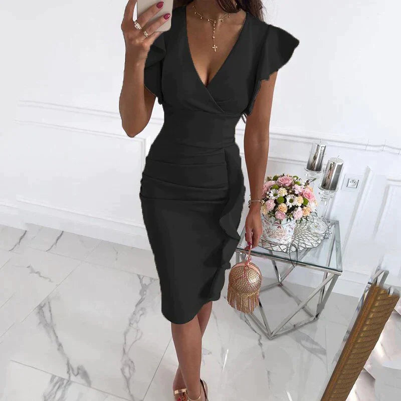 LM | Charming dress with ruffled sleeves