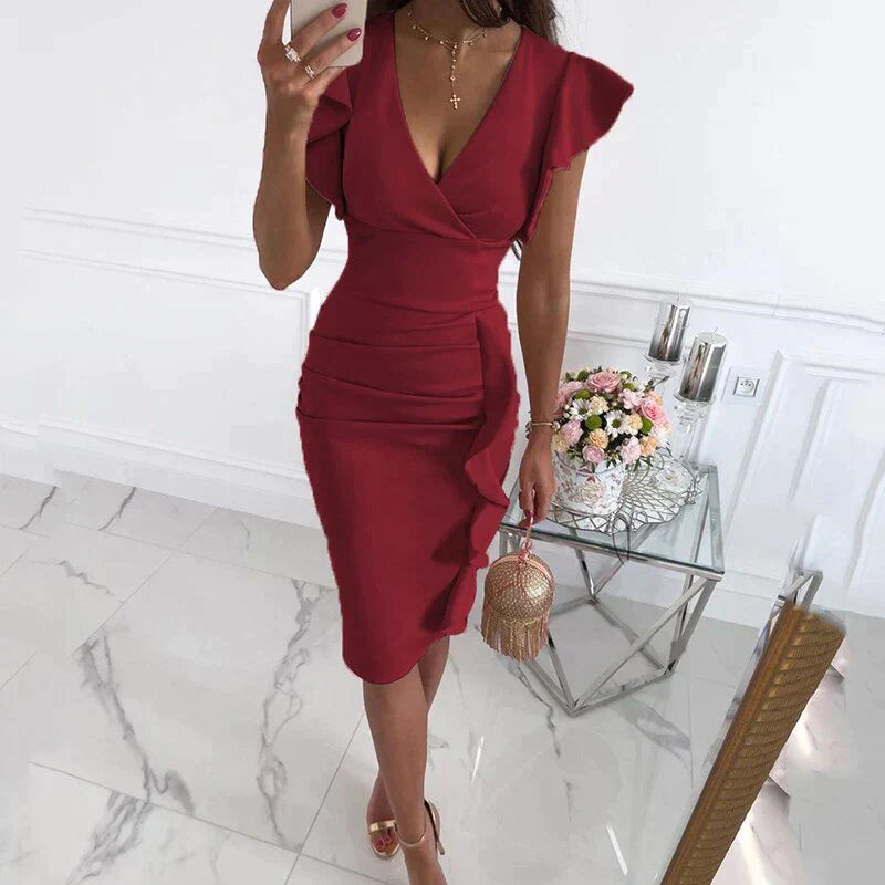 LM | Charming dress with ruffled sleeves