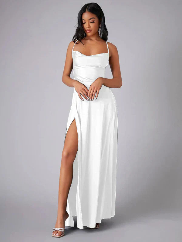 LM | Maxi dress with flowing silk pattern and elegant back