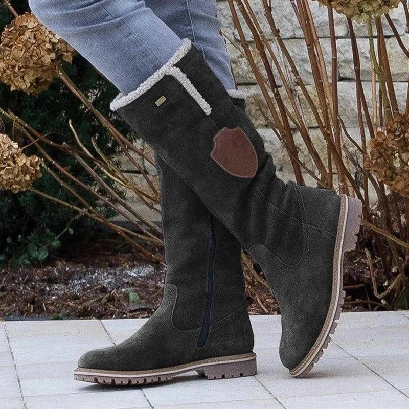 LM | Fashion flat knee-high snow boots with zipper