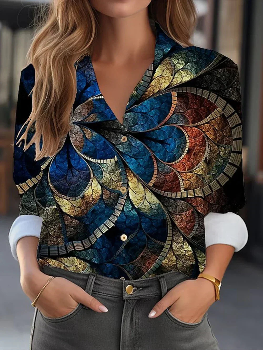 LM | Elegant blouse with floral print