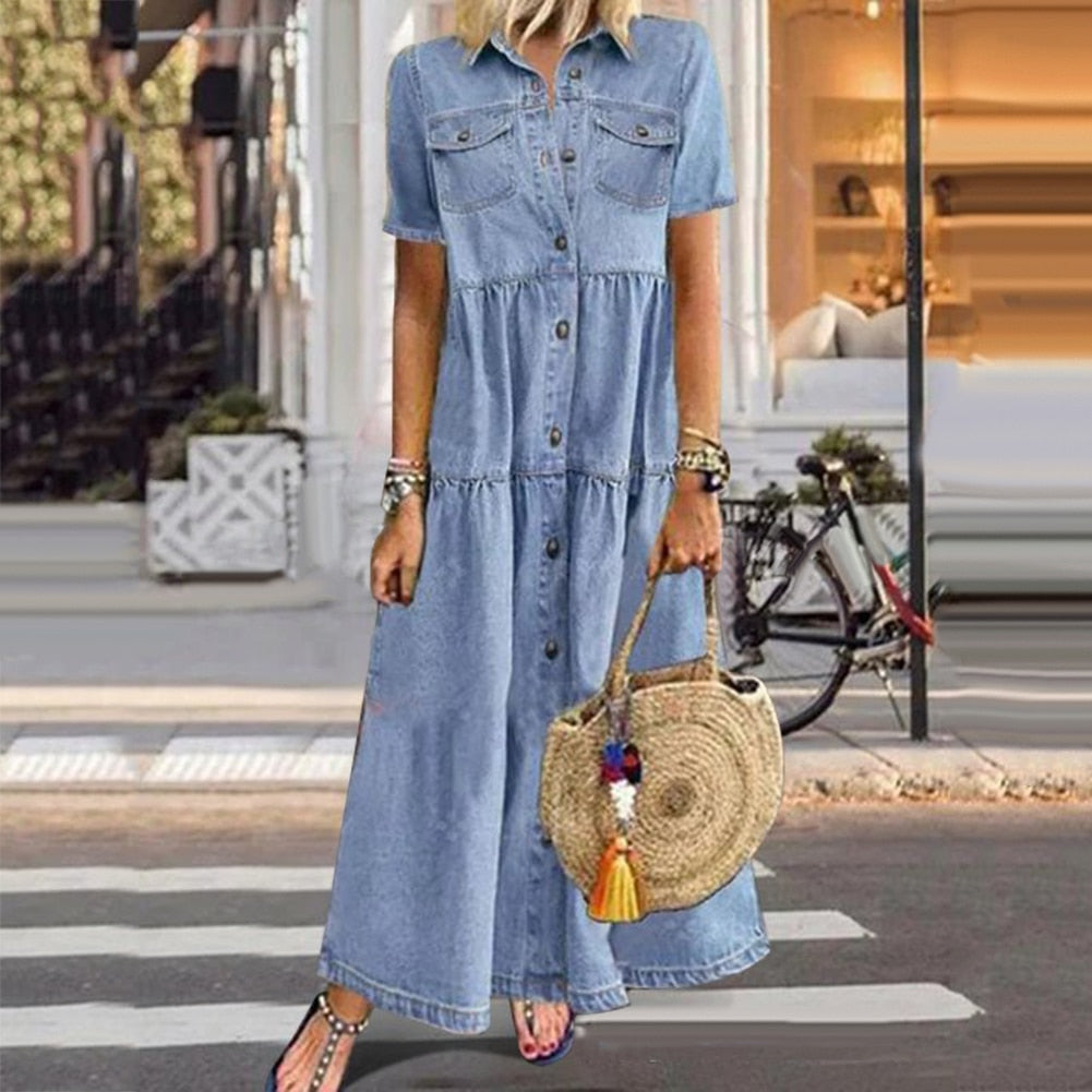 LM | Rhea effortlessly chic maxi dress in denim