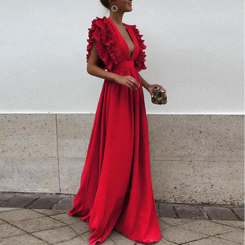 LM | Elegant dress with ruffled sleeves