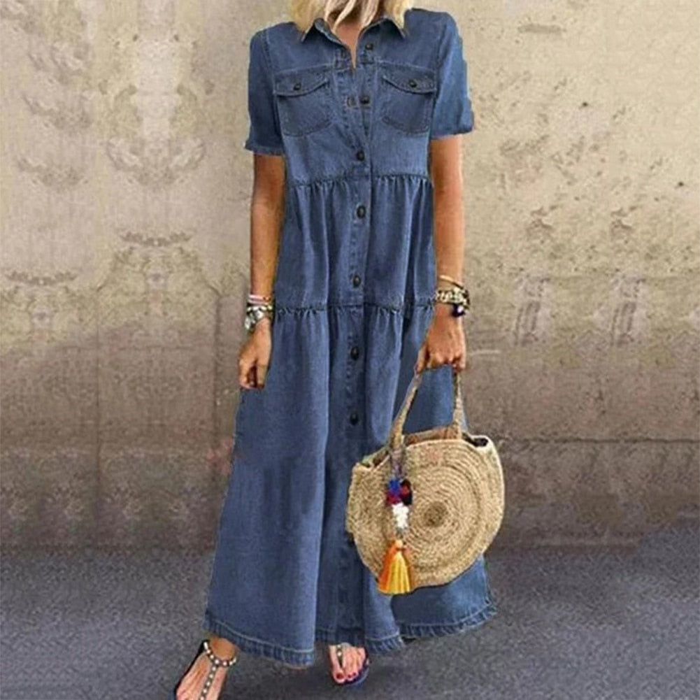 LM | Rhea effortlessly chic maxi dress in denim