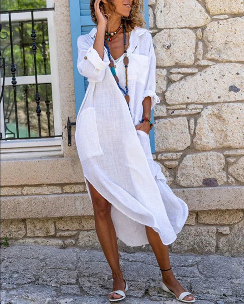 LM | Antollena cotton and linen shirt dress