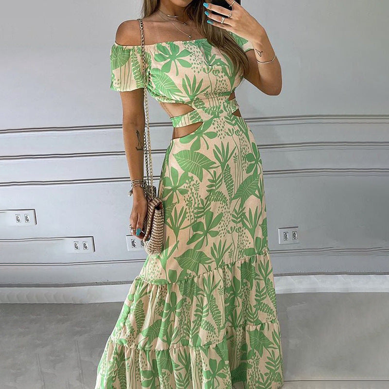 LM | Elegant dress with dropped shoulders