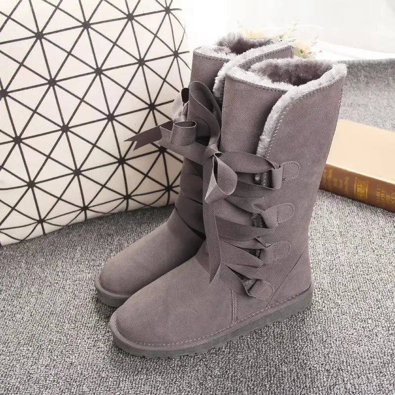 Shoes Women 2025 Cheap Lady Shoes Boots Genuine Leather Women Shoes Boots Long Winter Boots Lace Up Genuine Leather Snow Boots