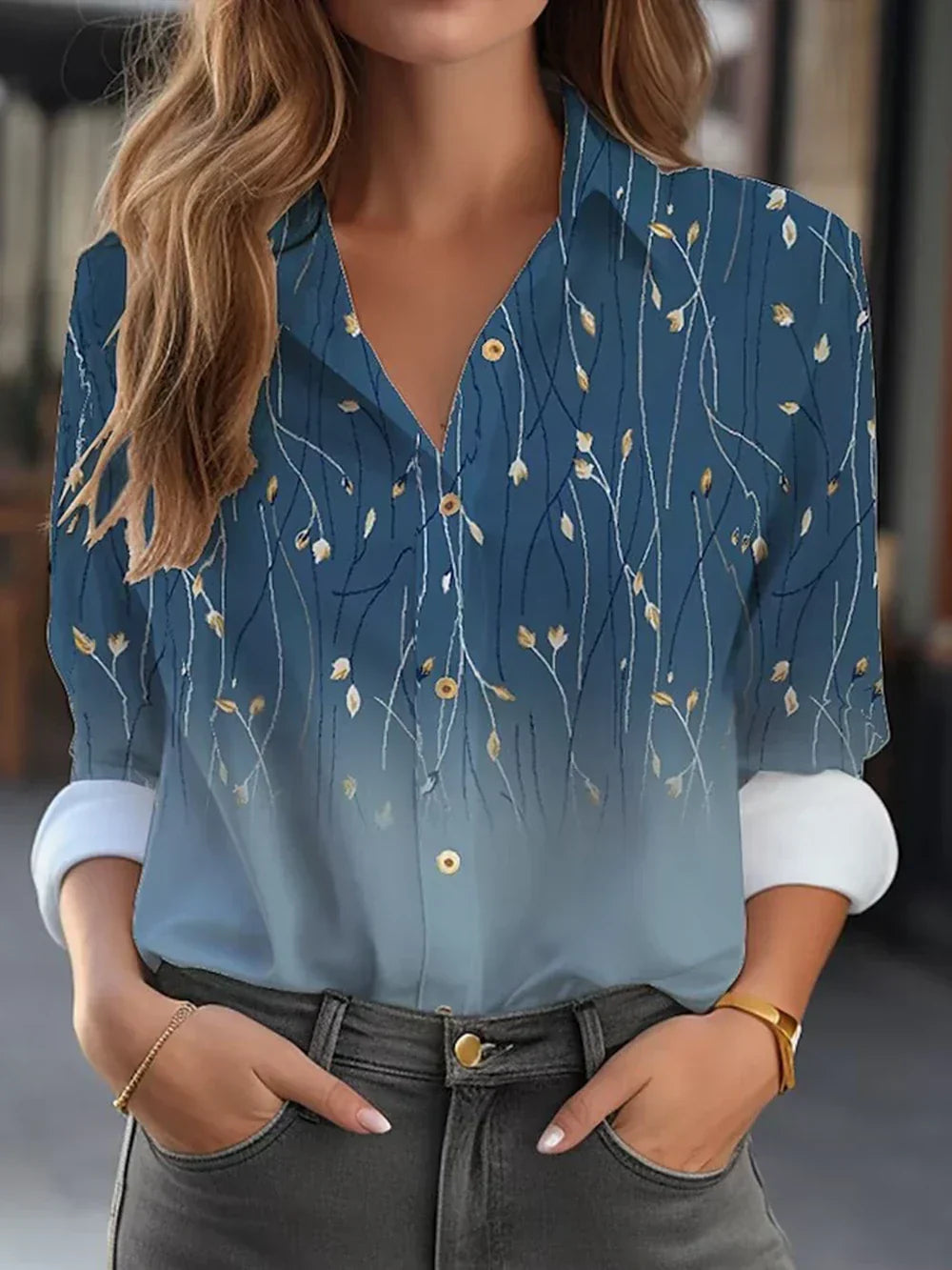 LM | Elegant blouse with floral print