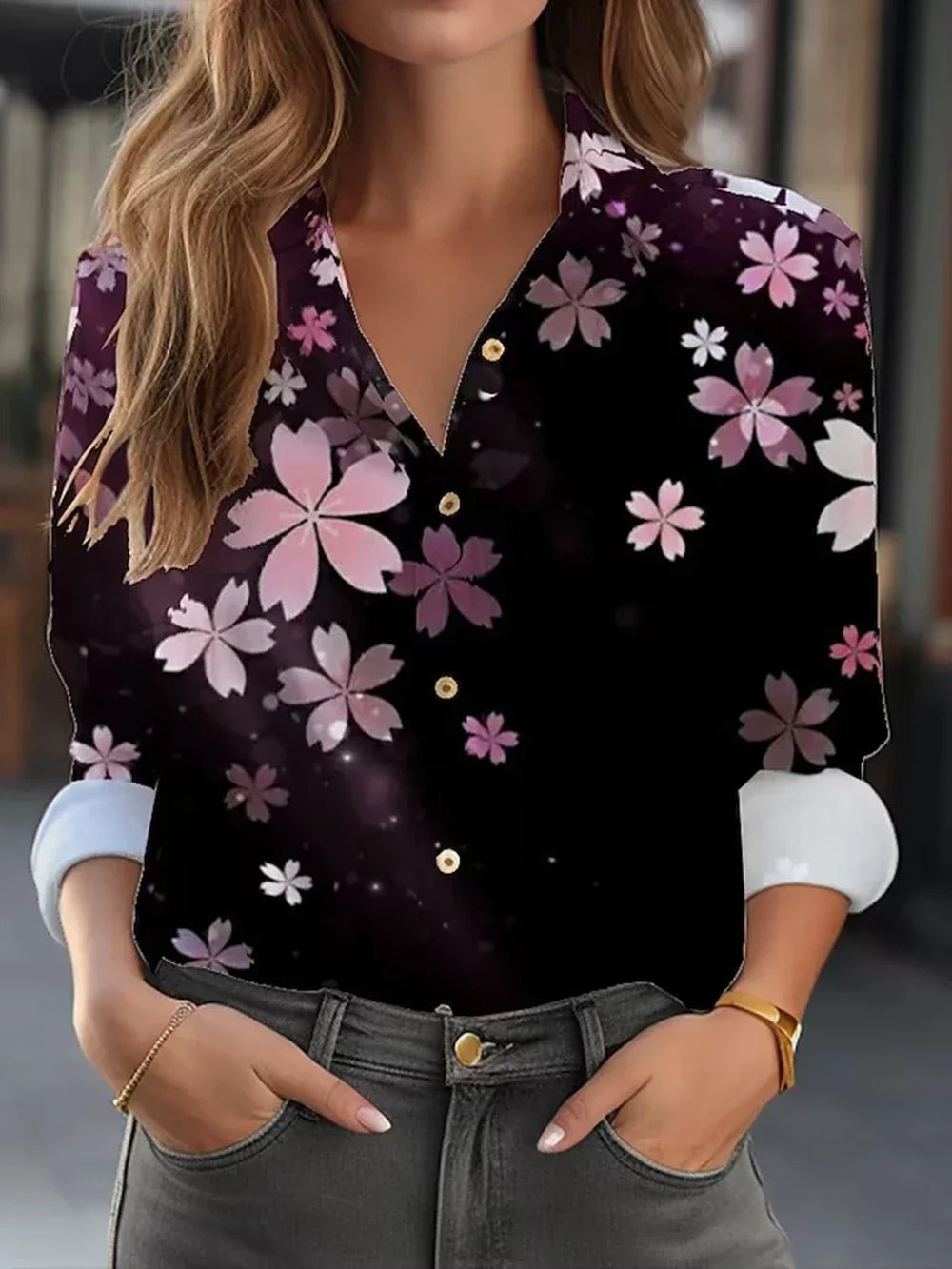 LM | Elegant blouse with floral print