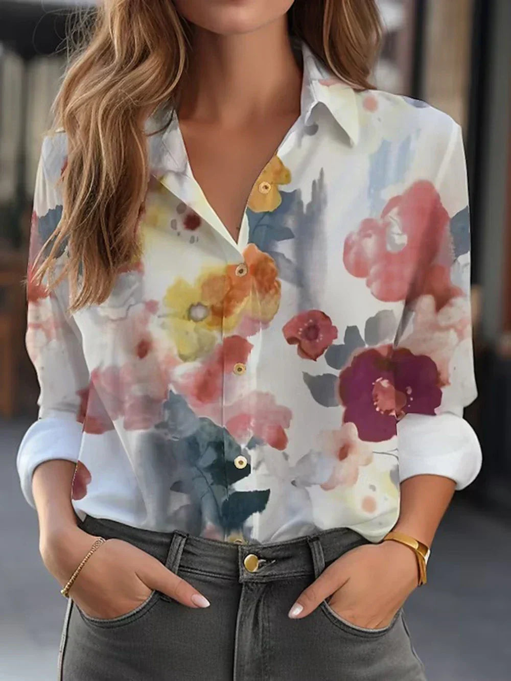 LM | Elegant blouse with floral print