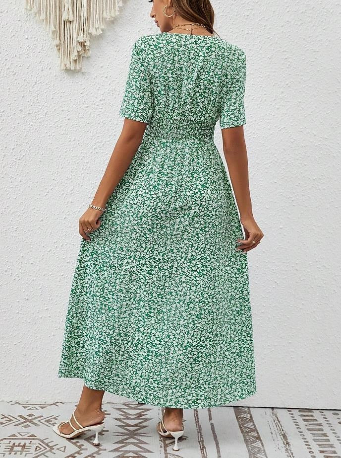 LM | Grace - airy maxi dress with short sleeves and V-neckline