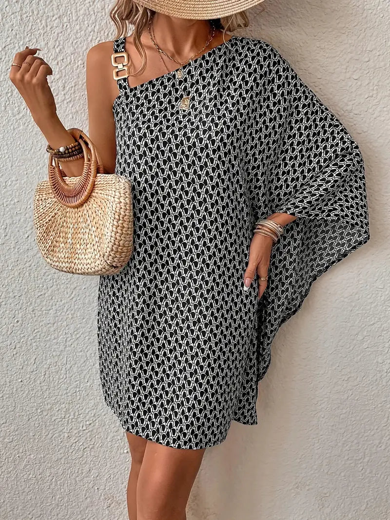 LM | Asymmetric dress with all-over print