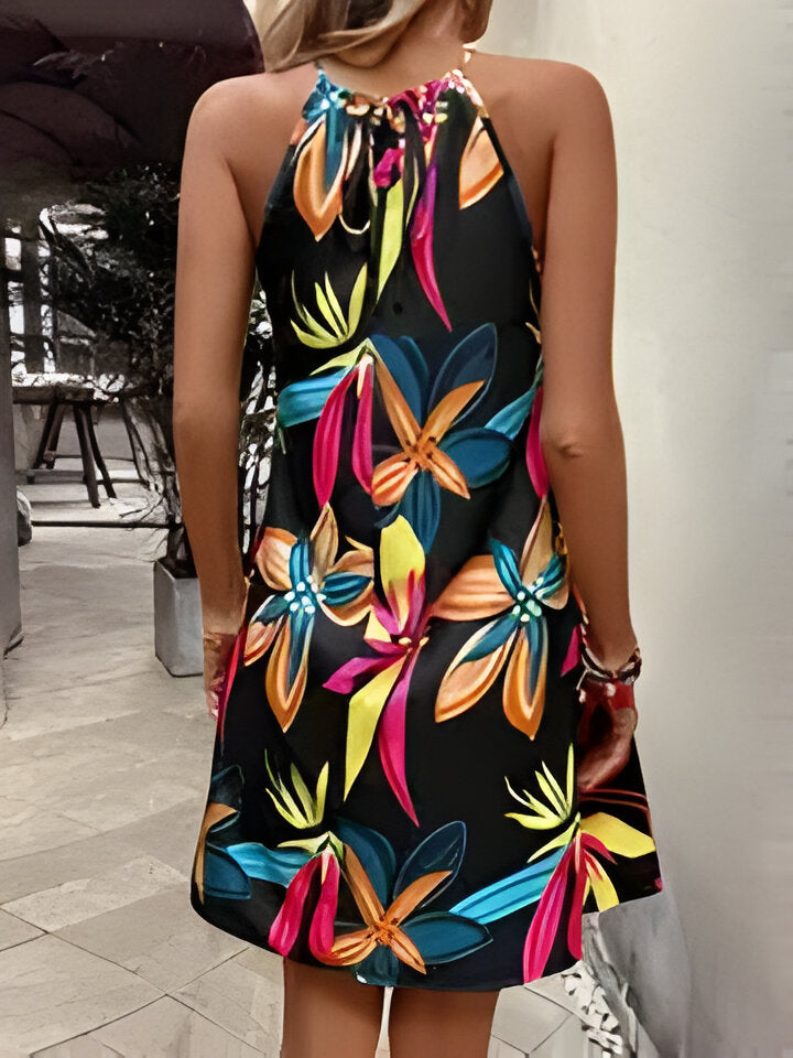 LM | Elegant sleeveless dress with floral print for women