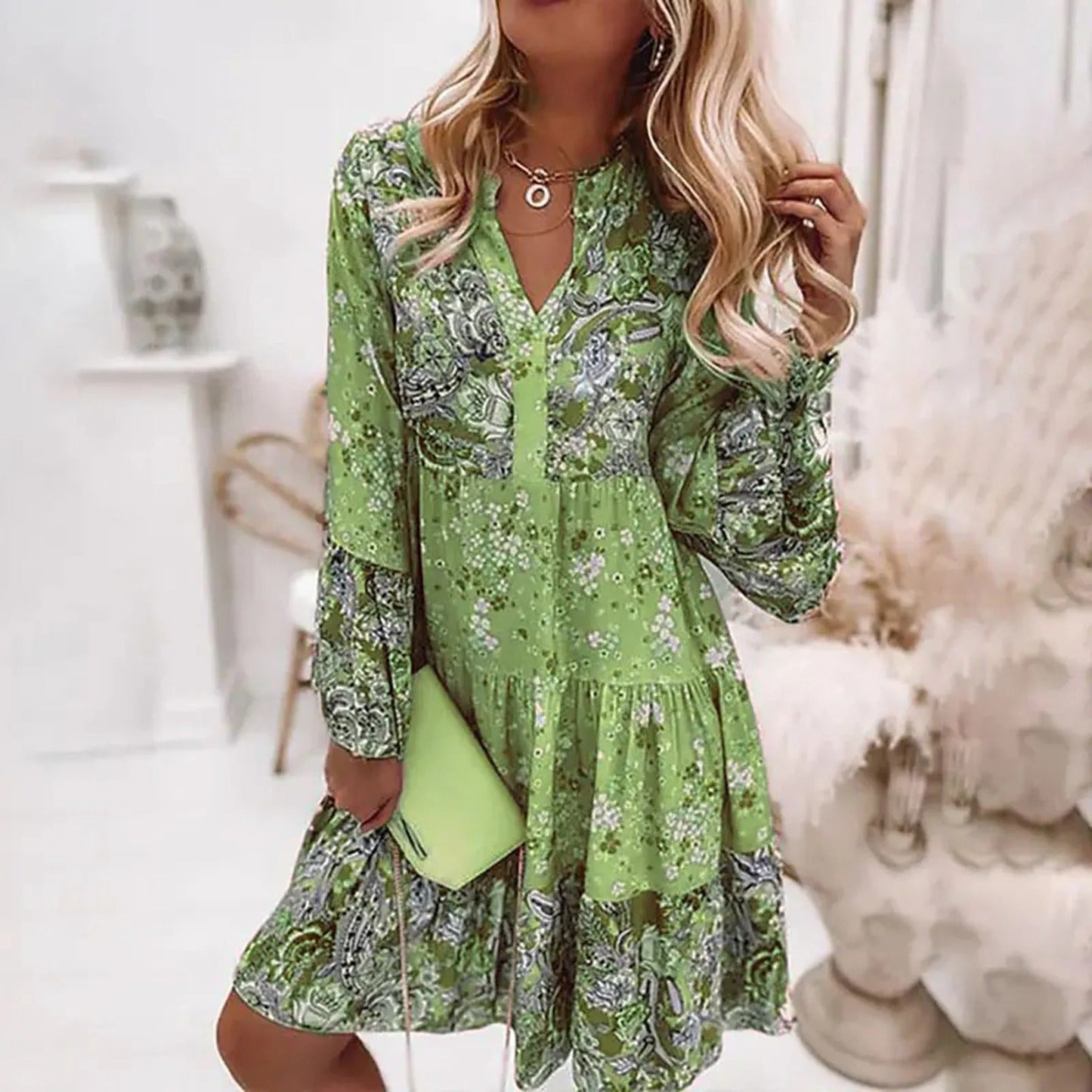 LM | Ethno-style dress with print pattern