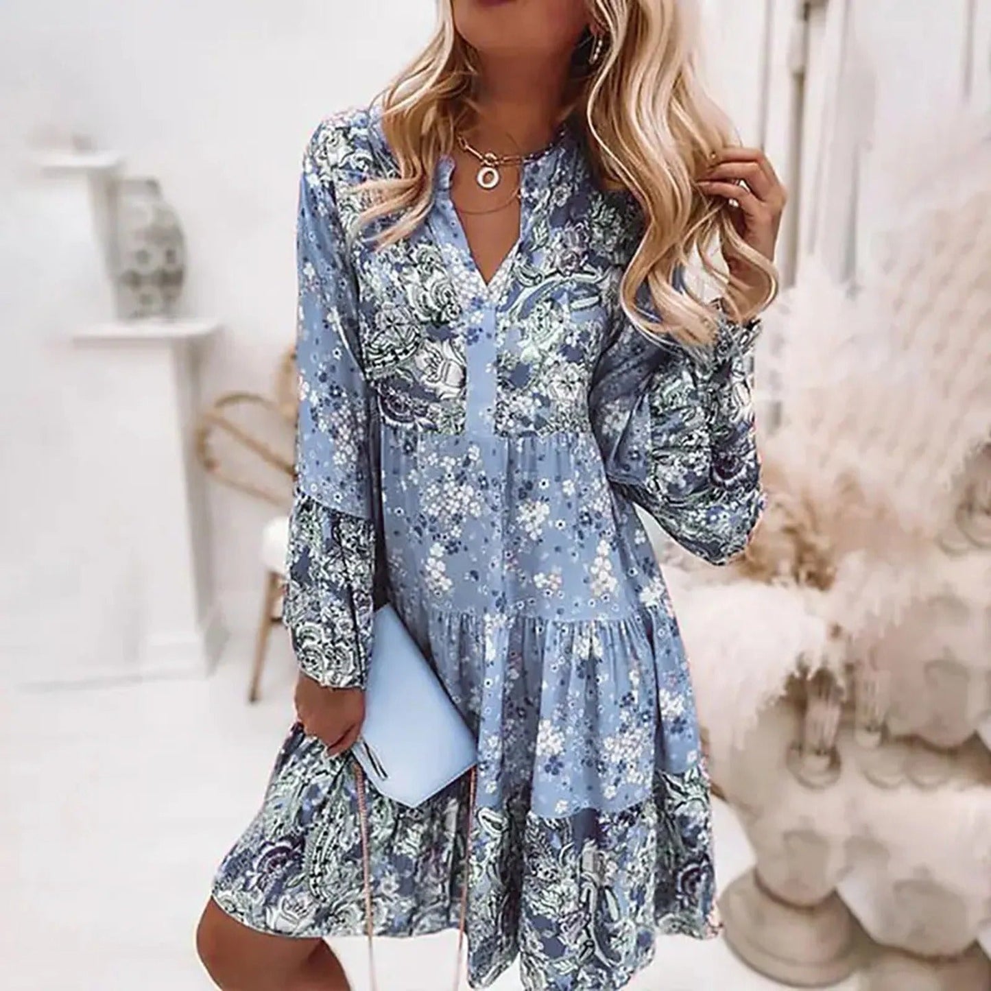 LM | Ethno-style dress with print pattern
