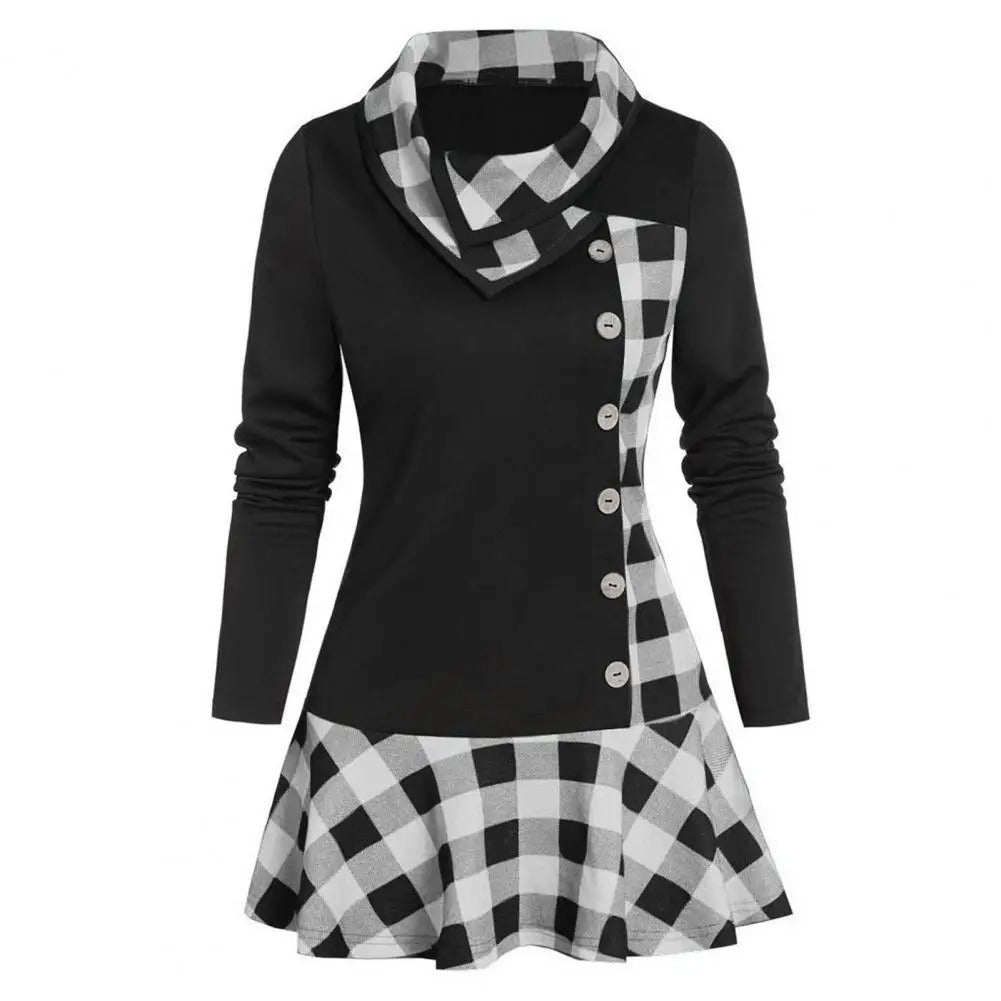 MB | Kariertes Patchwork-Minikleid mit überlappendem Revers