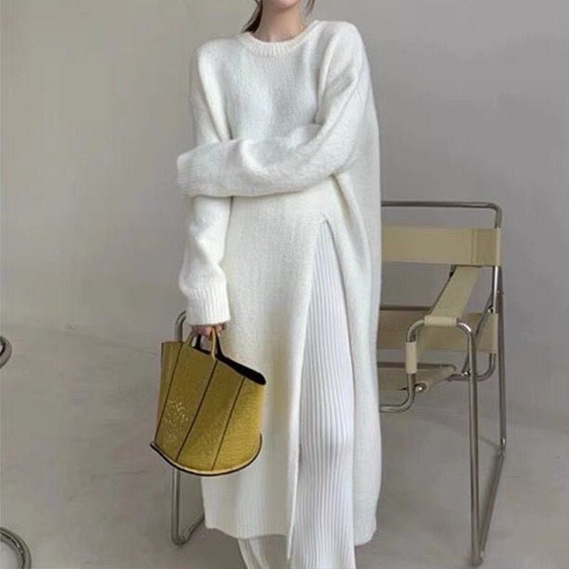 TS | Sweater midi dress with pleated detail