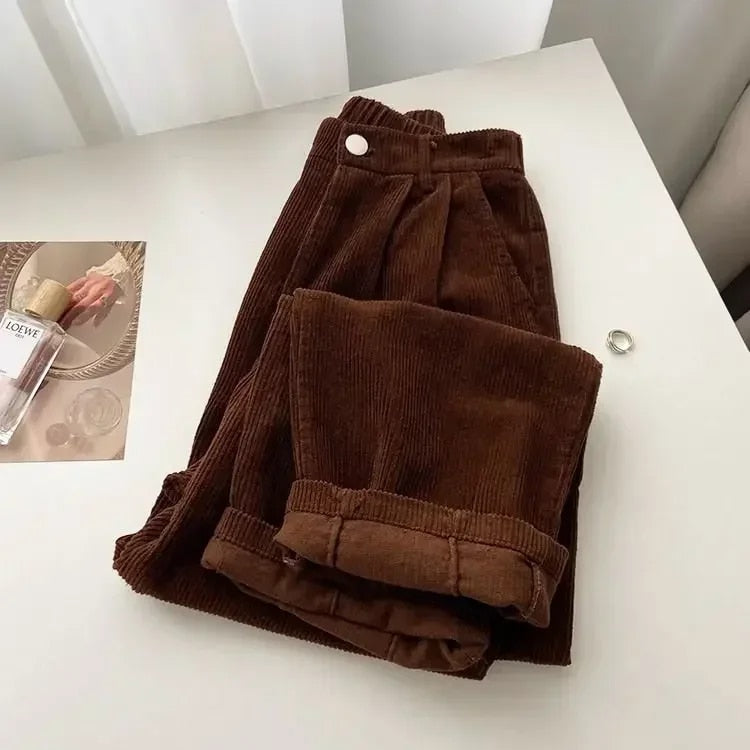 LM | Retro high-waisted corduroy trousers for women