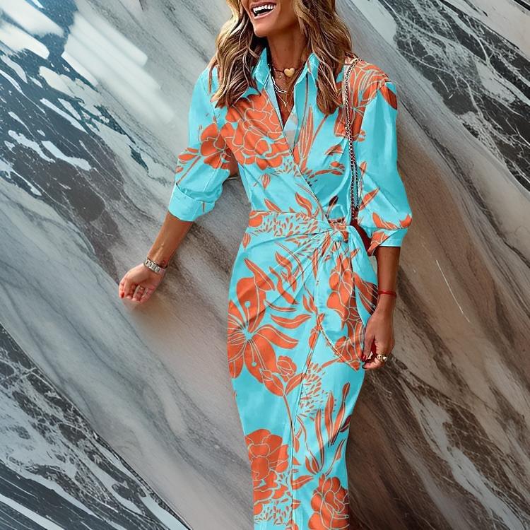 LM | Elegant chic printed wrap dress