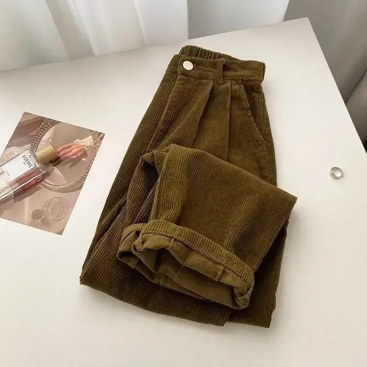 LM | Retro high-waisted corduroy trousers for women