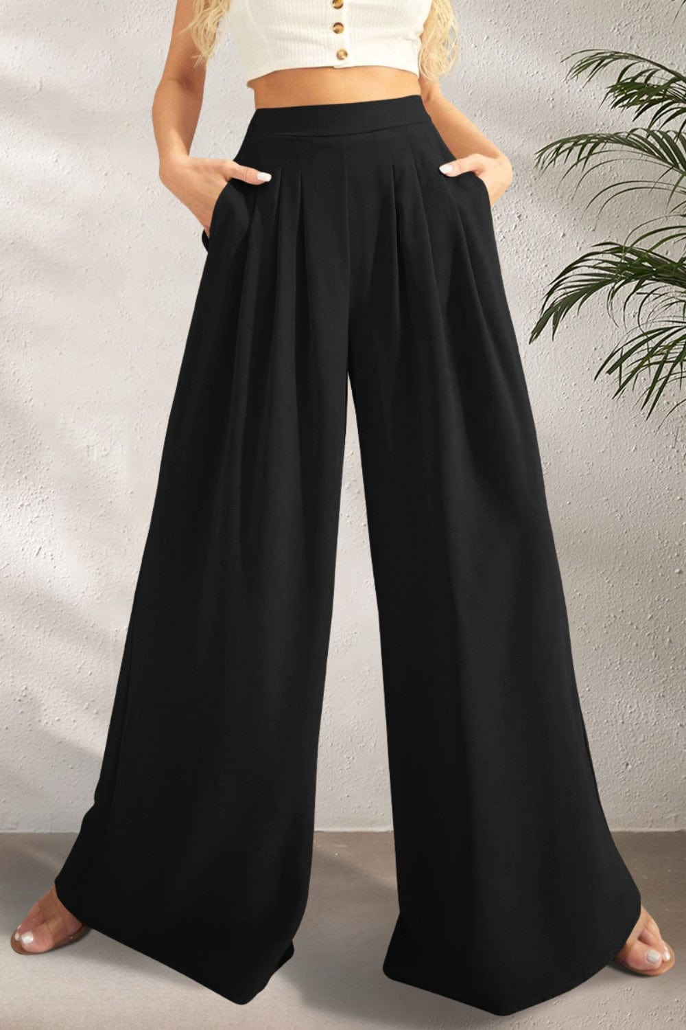 The802Gypsy Bottoms/Pants & Culotte GYPSY-High Waist Wide Leg Trouser Pants