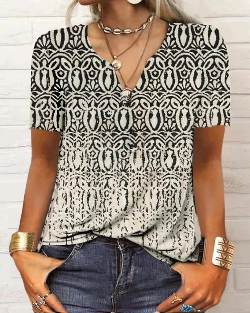 MB | langärmeliges Top mit Boho-Patchwork-Druck