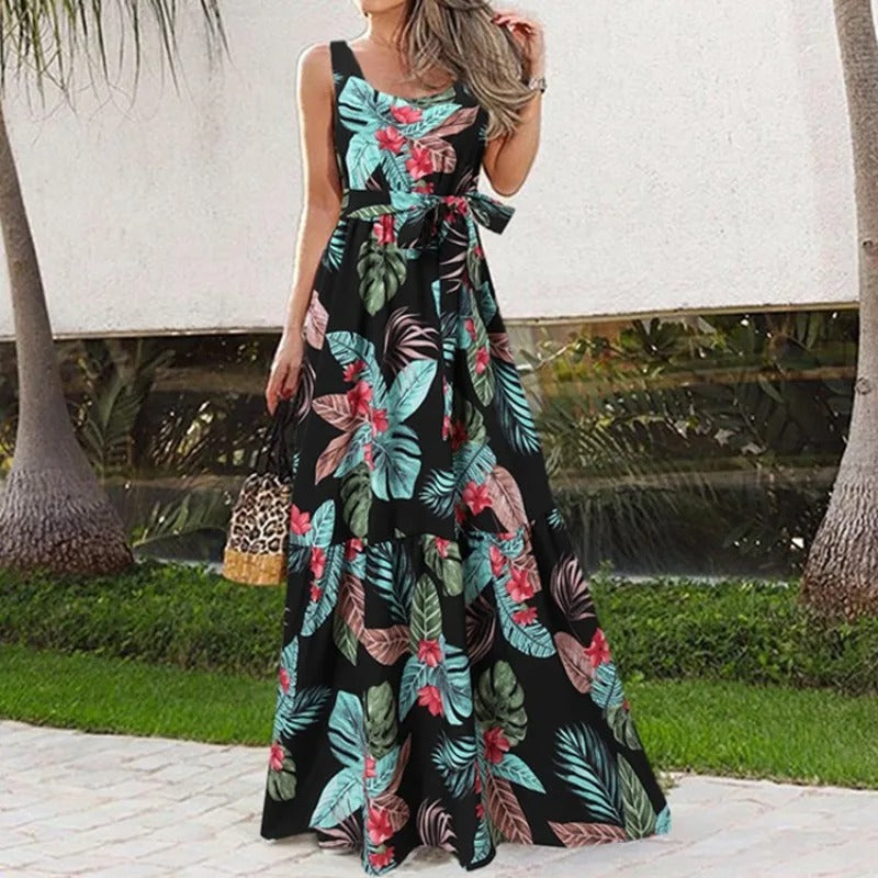 LM | Waisted dress with floral print