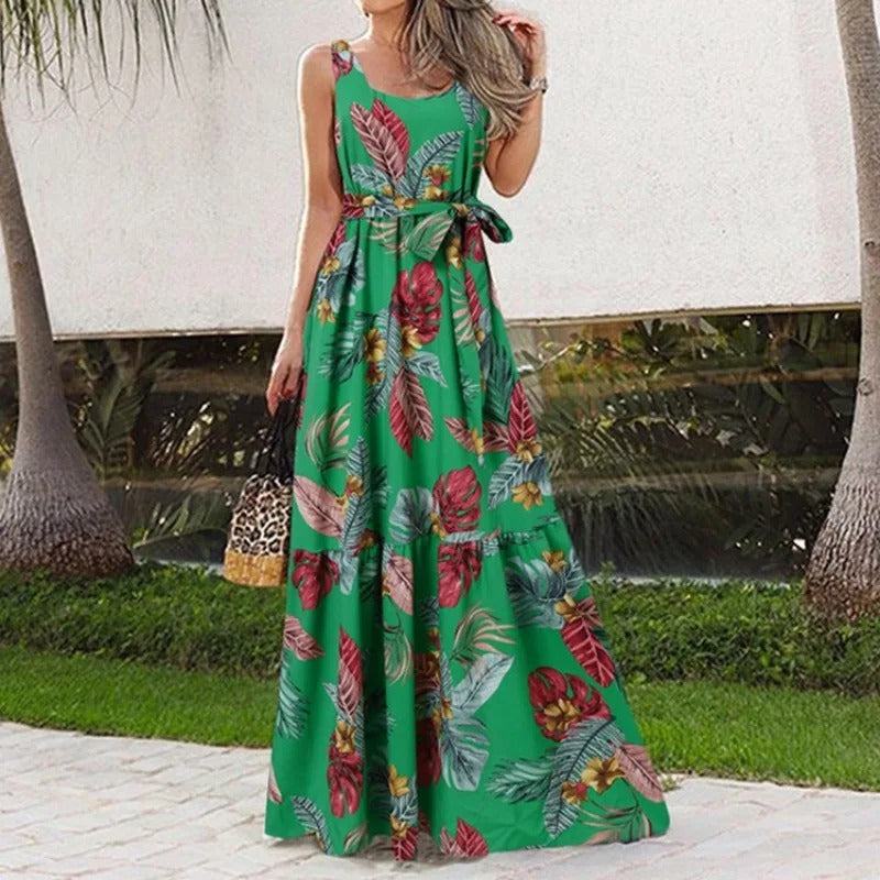 LM | Waisted dress with floral print