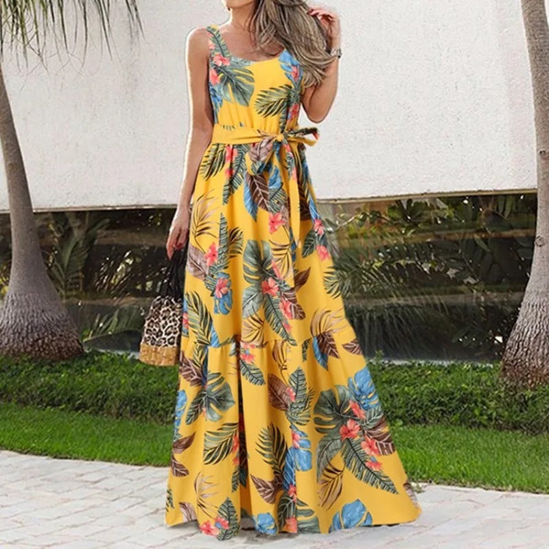 LM | Waisted dress with floral print