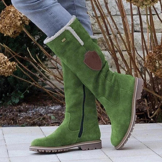LM | Fashion flat knee-high snow boots with zipper