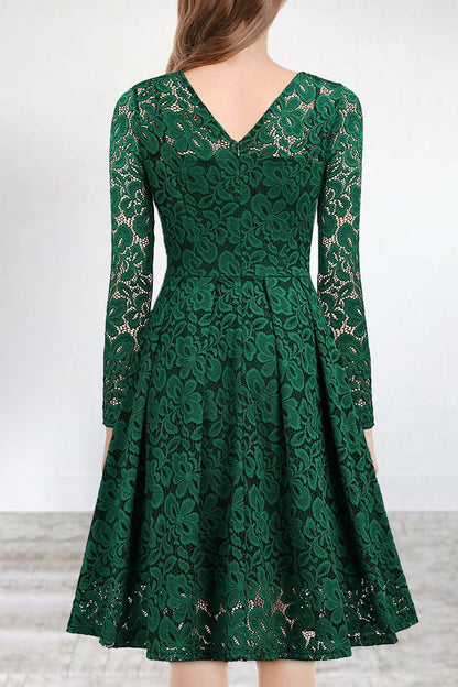 LM | Celebrities Elegant Solid Lace V Neck A Line Dresses(5 Colors)