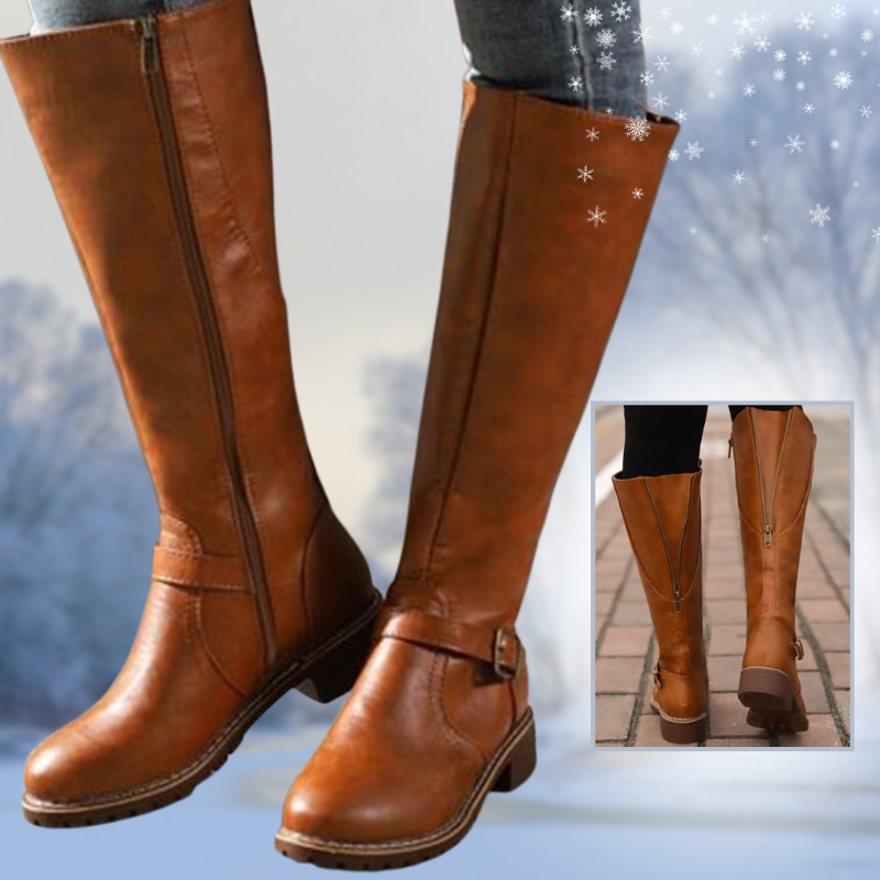 LM | Women's high boots with buckle and heel