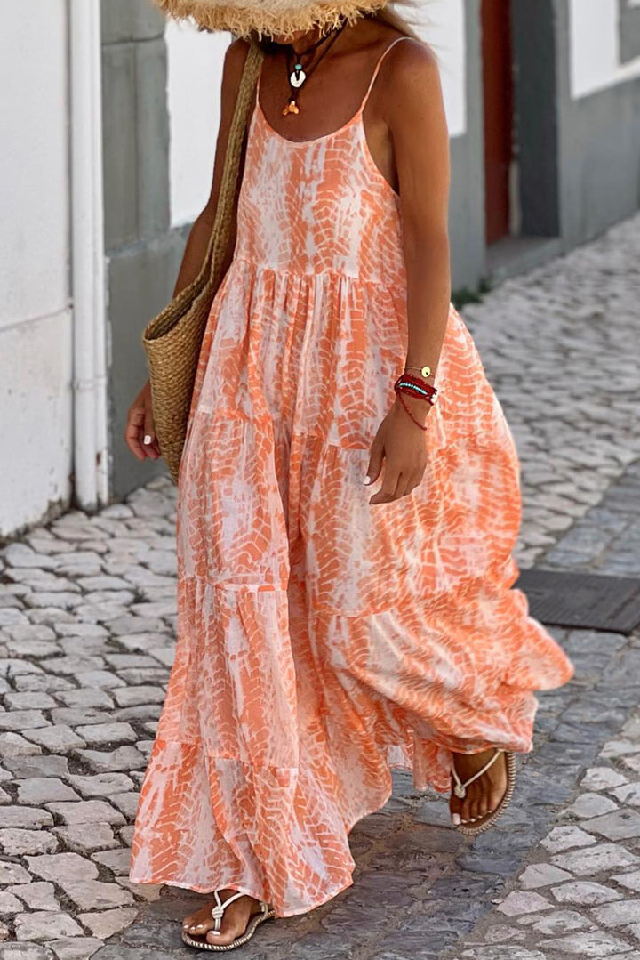 LM | Printed hoop dress with round neckline