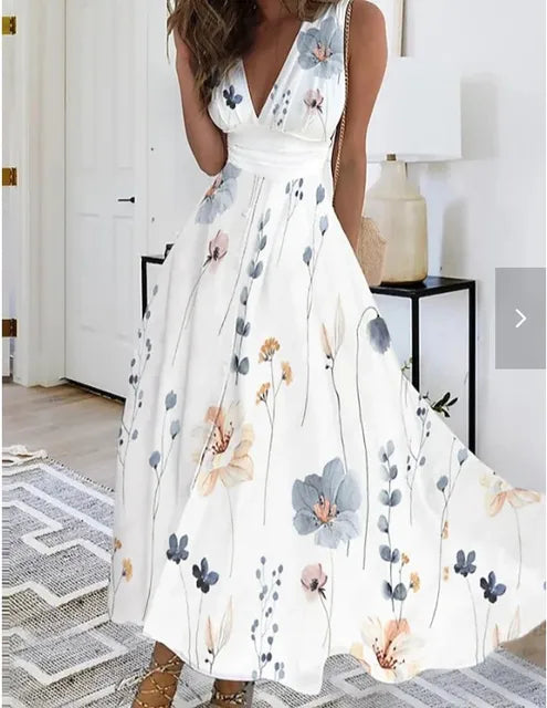 TS | V-neck floral sleeveless maxi dress
