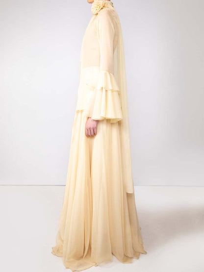 LM | Elegant two-piece long dress with flounce trim at the bottom