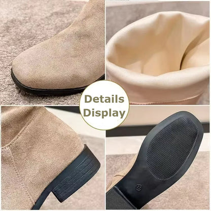 LM | SALE 45%🔥Pleated Boots Women Faux Suede Flock Knee High Boots 2024 Winter