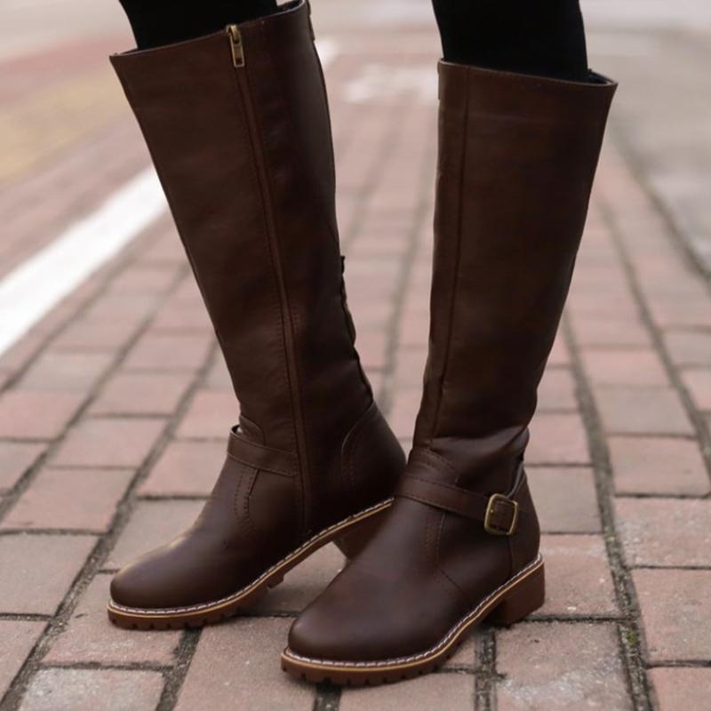 LM | Women's high boots with buckle and heel
