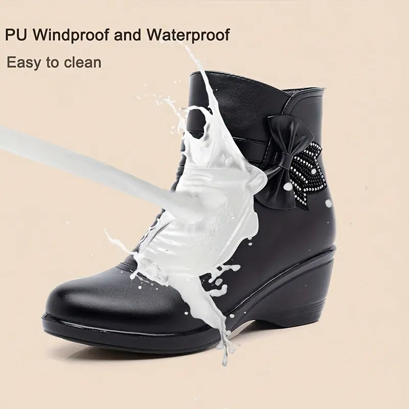 LM | SIDE ZIPPER PLATFORM BOWKNOT BOOTS