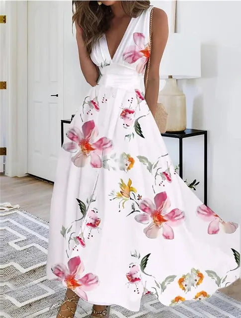 TS | V-neck floral sleeveless maxi dress