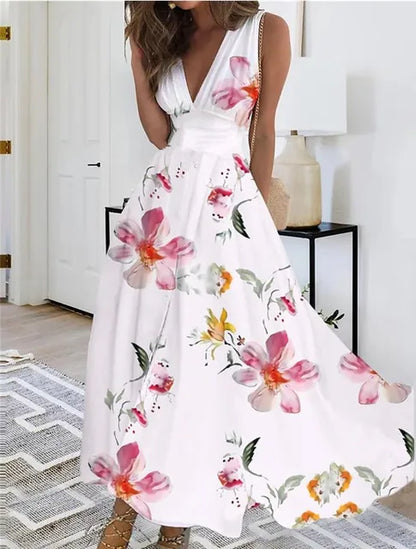 TS | V-neck floral sleeveless maxi dress