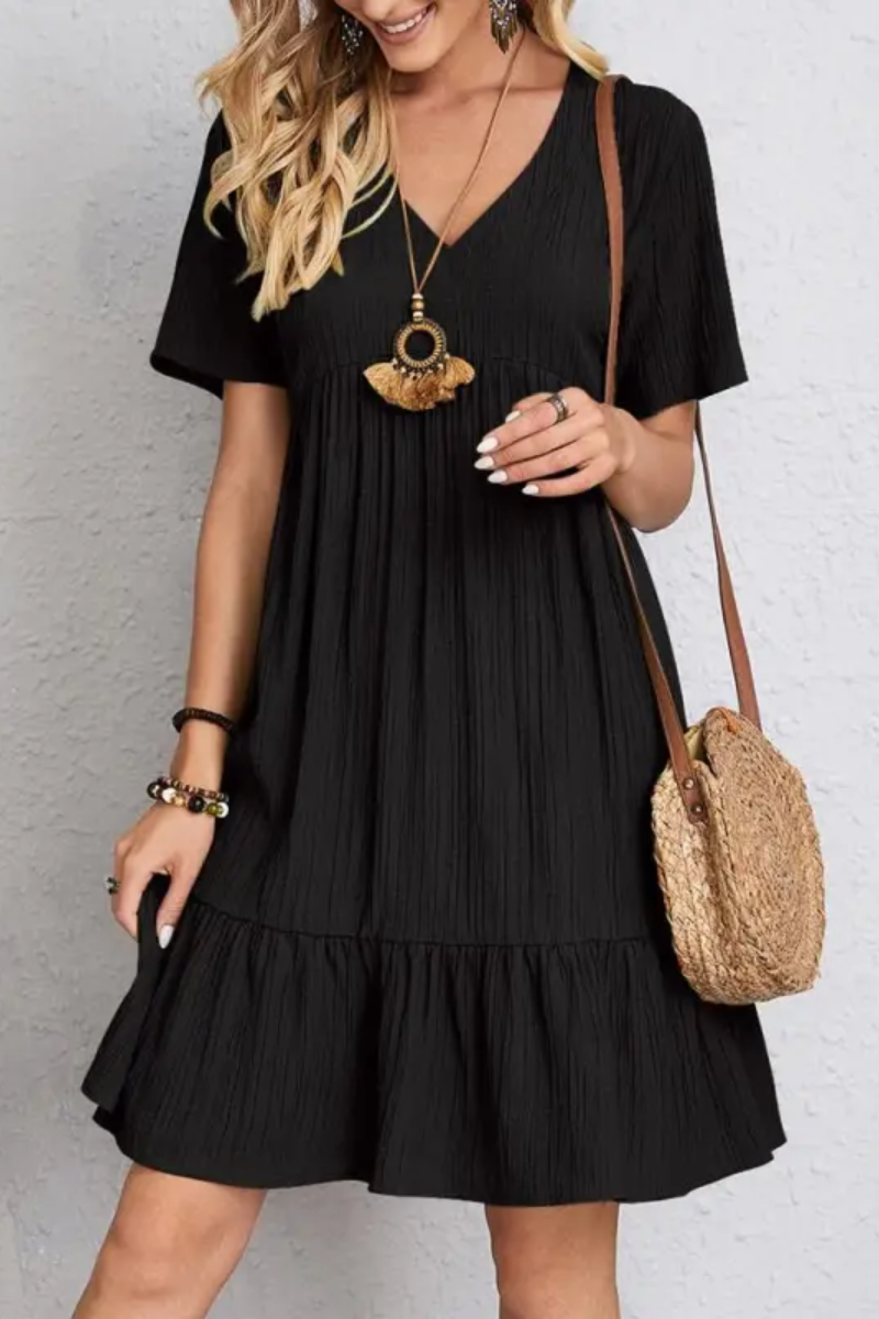 LM | Women's dress with V-neck and frills