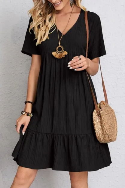 LM | Women's dress with V-neck and frills