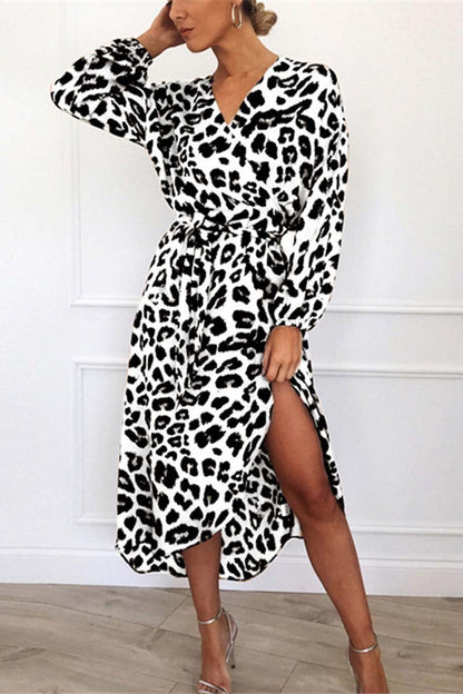 LM | Florcoo V-neck sexy leopard dress���4 colors����