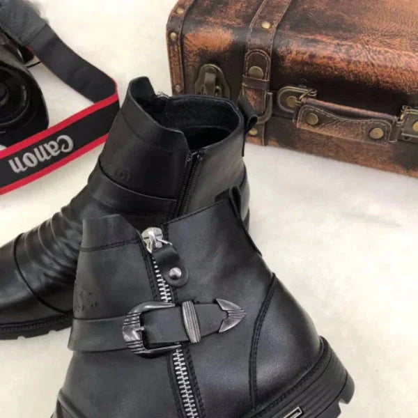LM | Hand-stamped boots with zipper