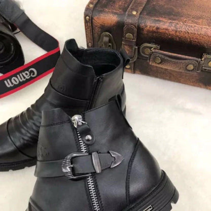 LM | Hand-stamped boots with zipper