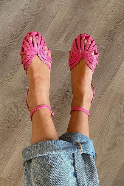 TS | Hollow Out Round Toe Ankle Strap Shoes