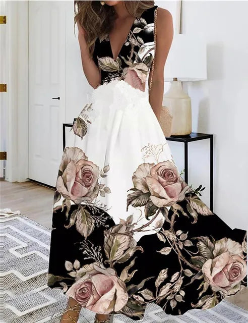 TS | V-neck floral sleeveless maxi dress