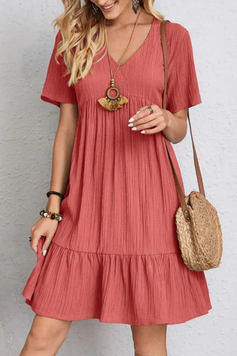 LM | Women's dress with V-neck and frills