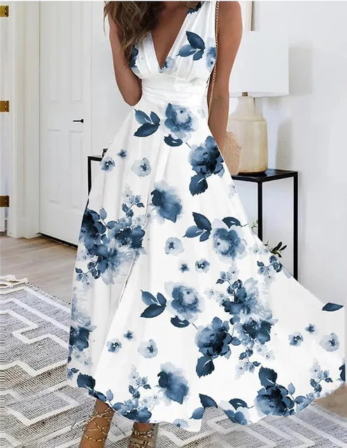 TS | V-neck floral sleeveless maxi dress